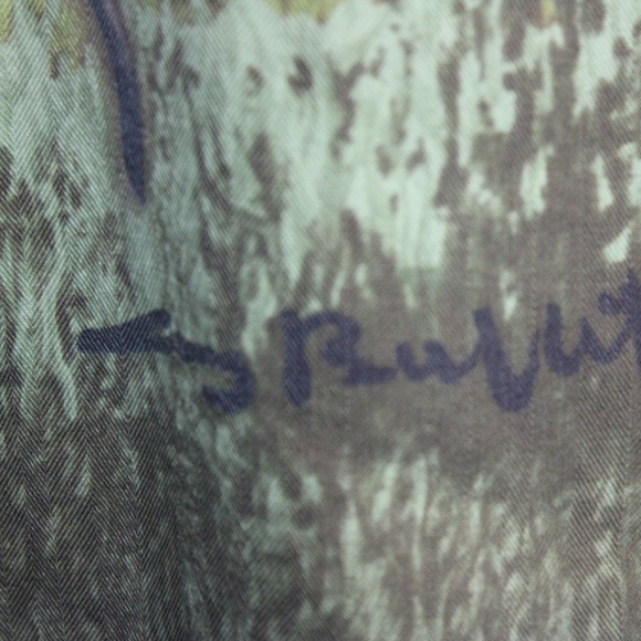 100% Silk Button Front Casual Button Down Dog - Picture 6 of 7